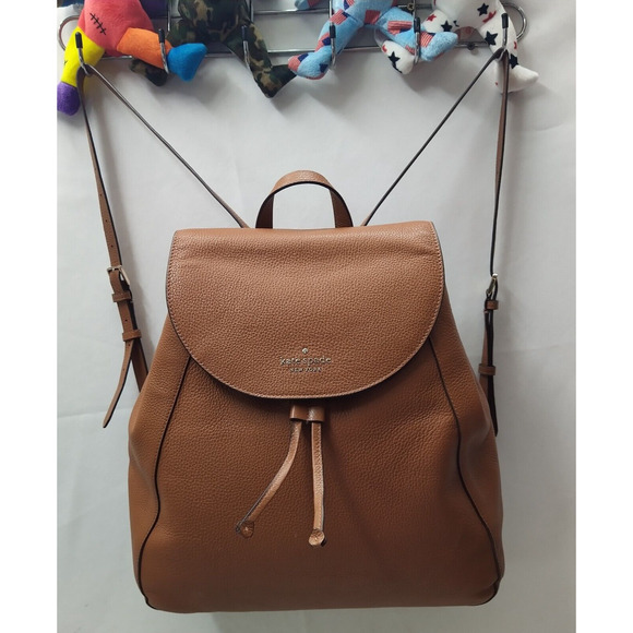 Kate Spade Leila Brown Pebbled Leather Drawstring Top Handle Backpack main image 15